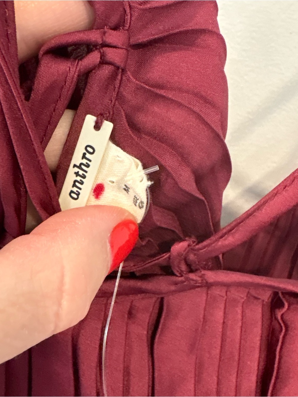 ANTHRPOLOGIE burgundy satin pleated jumpsuit - Picture 9 of 11
